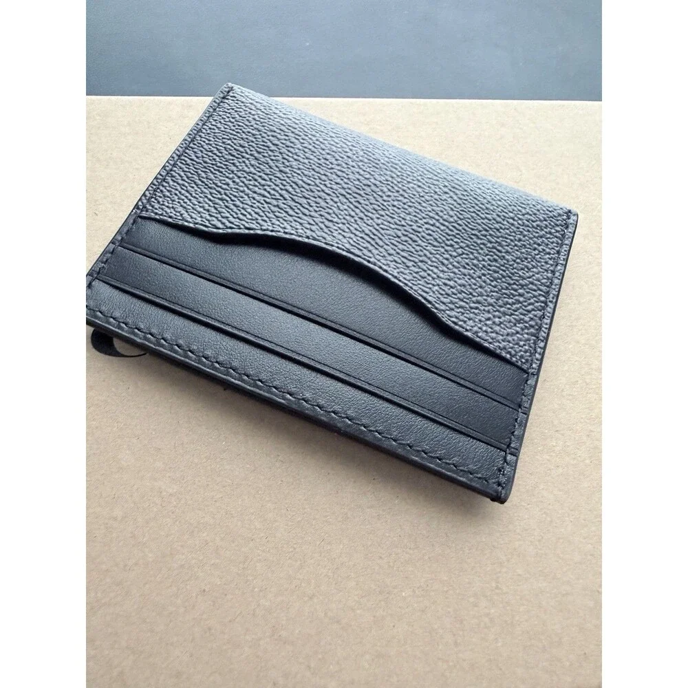 Coach Men’s Black Leather Card Holder Wallet, Solid Pocket Style, ID Window